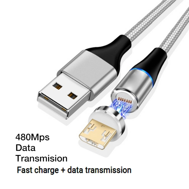 3A USB a Micro USB Carga Rápida + 480Mbps Transmisión de Datos Teléfono Móvil Succión Magnética Carga Rápida Cable de Datos Longitud del Cable: 1 m (Plata)