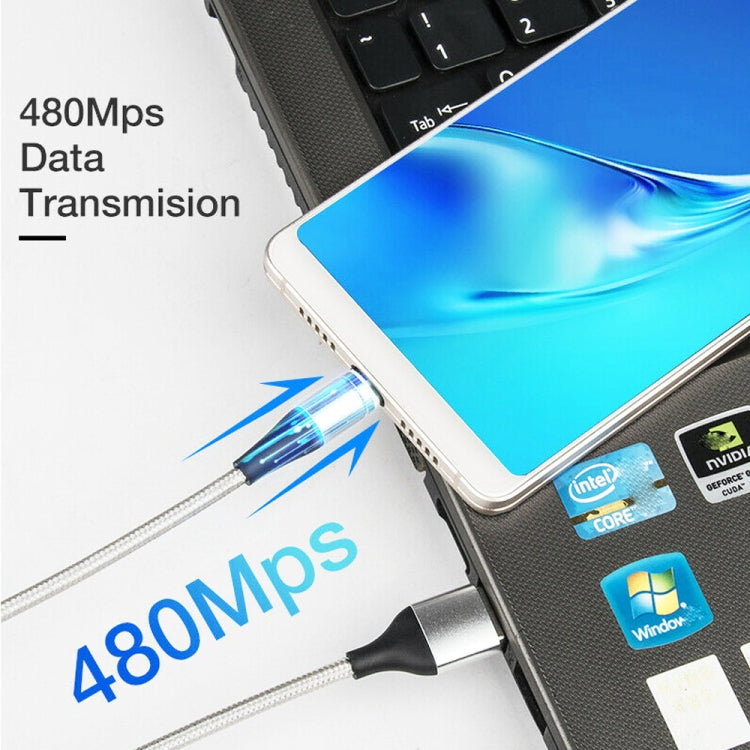 Charge rapide USB 3A vers 8 broches + Transmission de données 480 Mbps Câble de données à aspiration magnétique pour téléphone portable Longueur du câble : 1 m (noir)