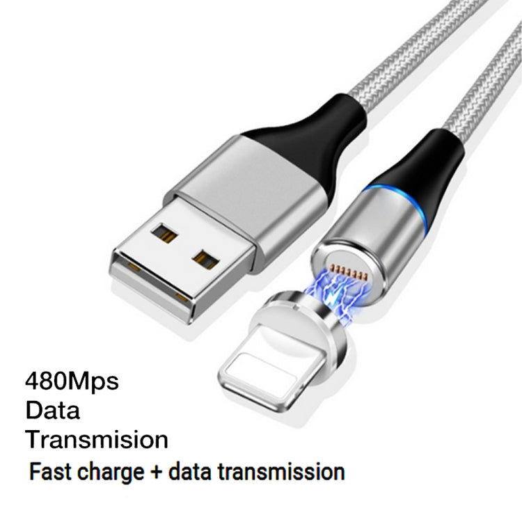 3A USB a 8 Pines de Carga Rápida + 480 Mbps Transmisión de Datos Teléfono Móvil Succión Magnética Carga Rápida Cable de Datos Longitud del Cable: 1 m (Plata)