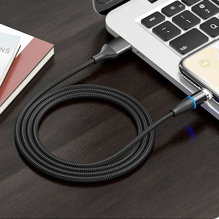 2 in 1 3A USB to 8 Pin + Micro USB Fast Charge + 480Mbps Data Transmission Mobile Phone Magnetic Suction Fast Charge Data Cable Cable Length: 1m ((Black)