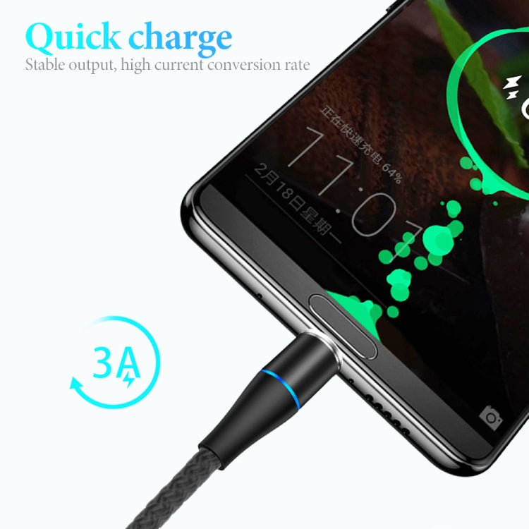 3 in 1 3A USB to 8 Pin + Micro USB + USB-C / Type-C Fast Charge + Data Transmission 480Mbps Magnetic Suction Fast Charging Data Cable for Mobile Phone Cable Length: 1m (Black)