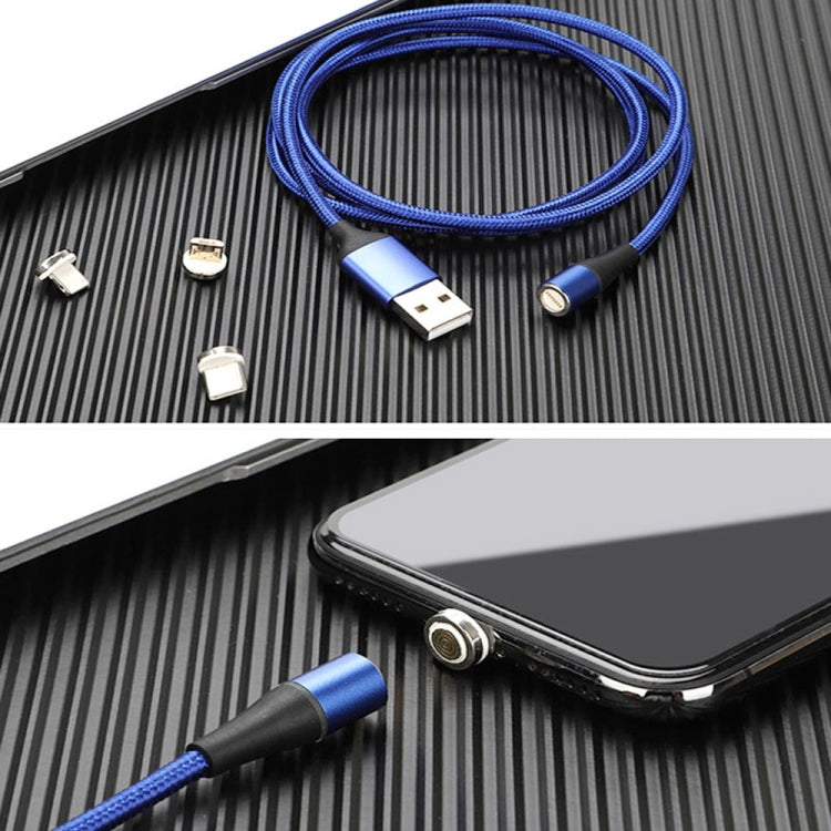 3 en 1 3A USB a 8 Pines + Micro USB + USB-C / Tipo-C Carga Rápida + 480 Mbps Transmisión de Datos Teléfono Móvil Succión Magnética Carga Rápida Cable de Datos Longitud del Cable: 1 m (Azul)