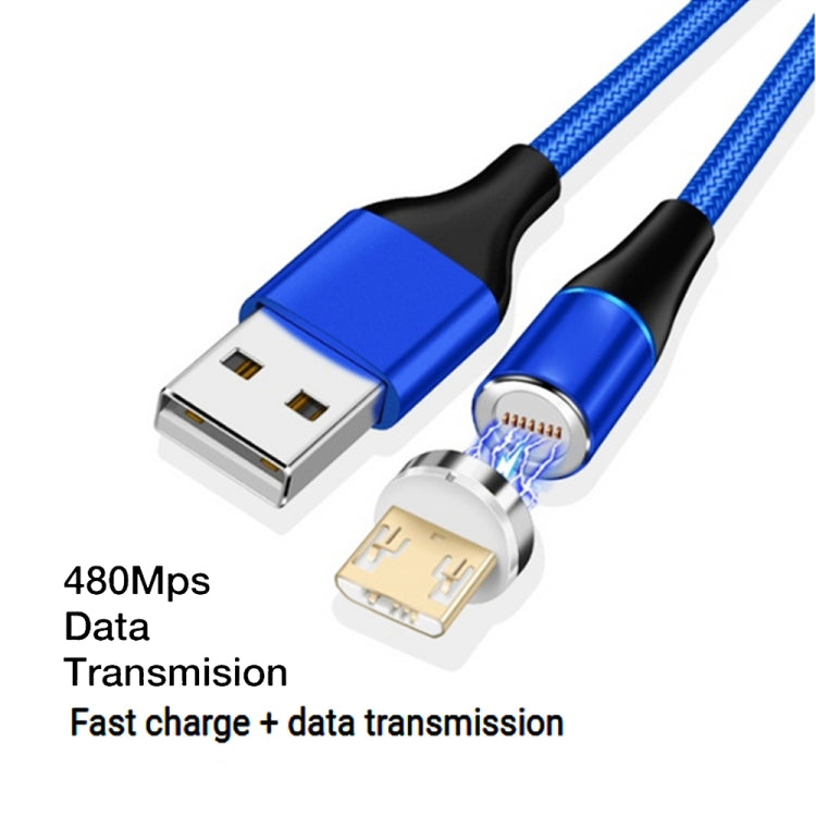 3A USB to Micro USB Fast Charge + 480Mbps Data Transmission Mobile Phone Magnetic Suction Fast Charge Data Cable Cable Length: 2m (Blue)