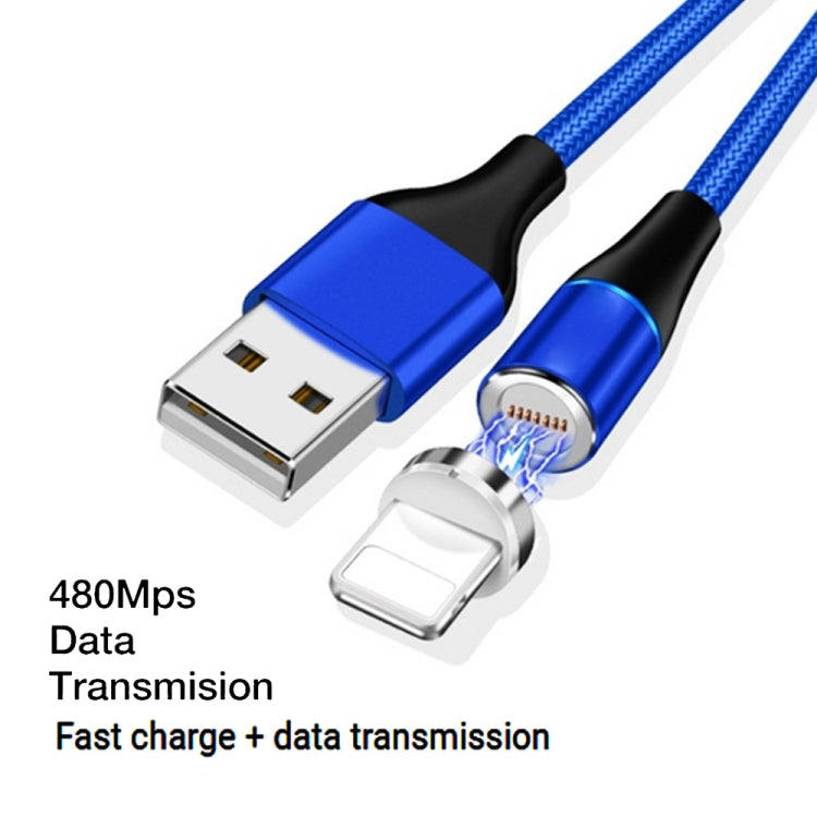 3A USB a Carga Rápida de 8 Pines + 480 Mbps Transmisión de Datos Teléfono Móvil Succión Magnética Carga Rápida Cable de Datos Longitud del Cable: 2 m (Azul)