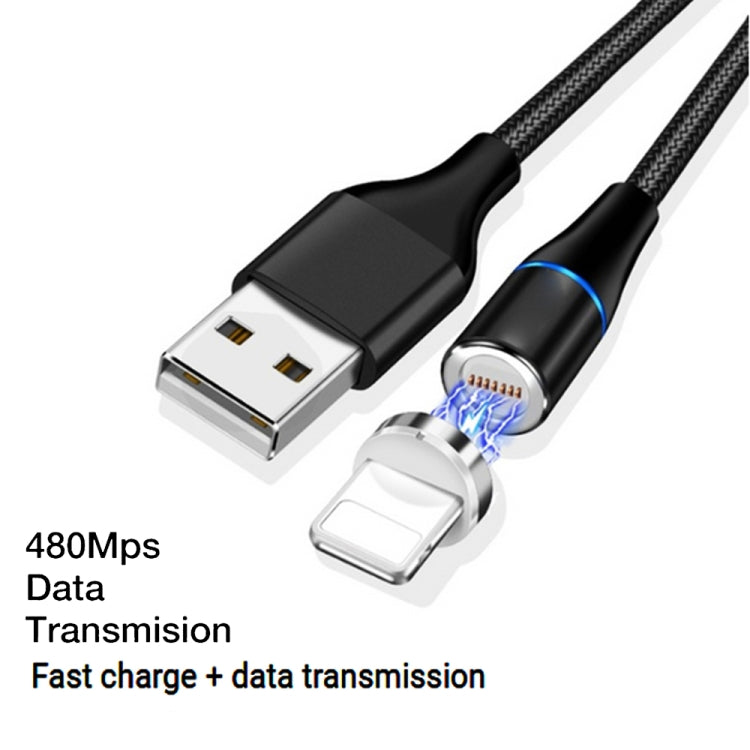 3A USB to 8 Pin Fast Charge + 480Mbps Data Transmission Mobile Phone Magnetic Suction Fast Charge Data Cable Cable Length: 2m (Black)