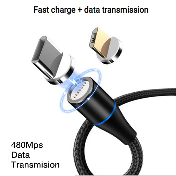 2 en 1 3A USB vers Micro USB + USB-C / Type-C Charge Rapide + 480Mbps Transmission de Données Téléphone Mobile Aspiration Magnétique Charge Rapide Câble de Données Longueur du Câble: 2m (Noir)