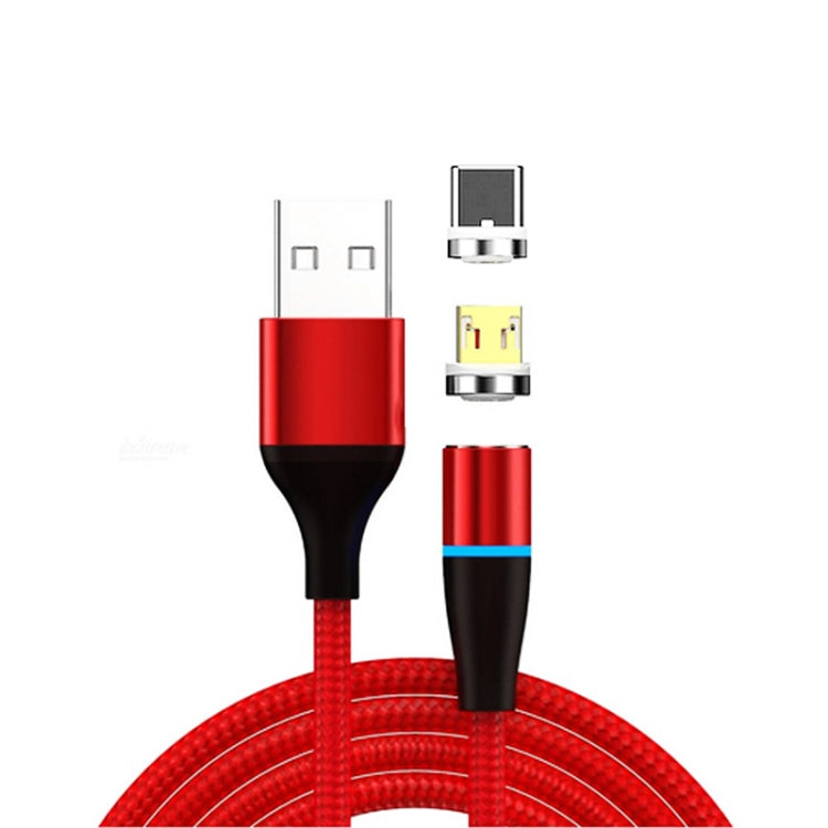 2 in 1 3A USB to Micro USB + USB-C / Type-C Fast Charge + 480Mbps Data Transmission Mobile Phone Magnetic Suction Fast Charge Data Cable Cable Length: 2m (Red)