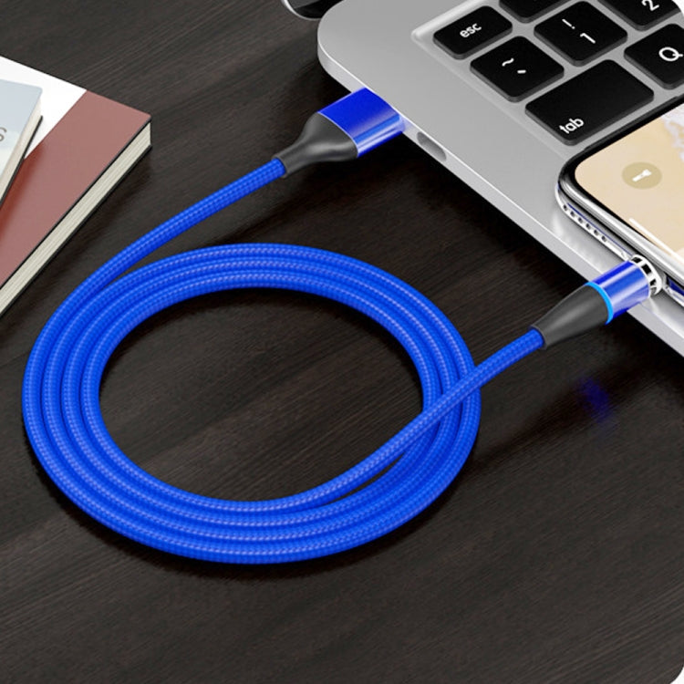 2 en 1 3A USB a 8 Pines + USB-C / Tipo-C Carga Rápida + 480 Mbps Transmisión de Datos Teléfono Móvil Succión Magnética Carga Rápida Cable de Datos Longitud del Cable: 2 m (Azul)
