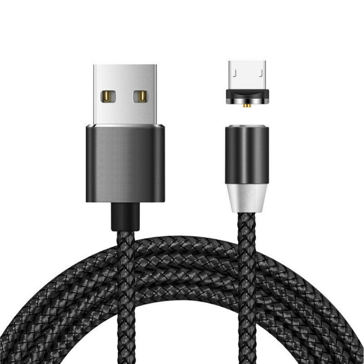 Connecteur métallique magnétique USB vers micro USB Câble de données magnétique tressé en nylon bicolore Longueur du câble : 1 m (noir)