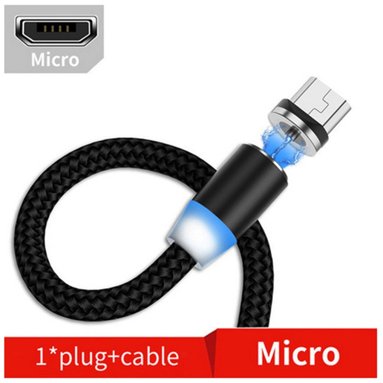 Connecteur métallique magnétique USB vers micro USB Câble de données magnétique tressé en nylon bicolore Longueur du câble : 1 m (noir)