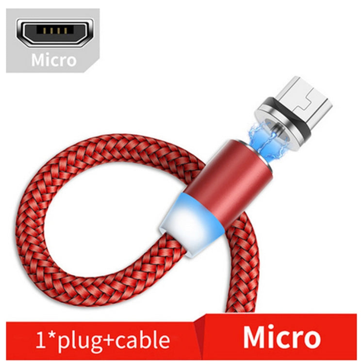 Conector de metal Magnético USB a Micro USB Cable de Datos Magnético trenzado de Nylon de dos Colores Longitud del Cable: 1 m (Rojo)