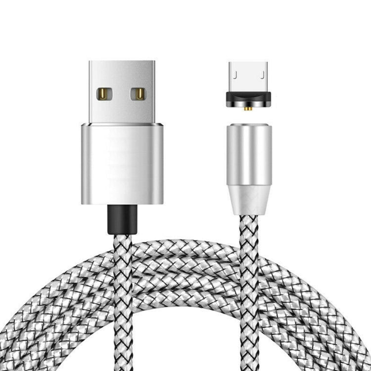 Connecteur métallique magnétique USB vers micro USB Câble de données magnétique tressé en nylon bicolore Longueur du câble : 1 m (argent)