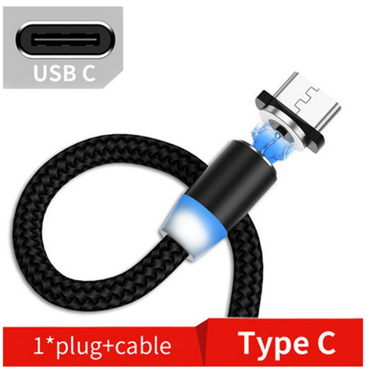Conector de metal Magnético USB a USB-C / Tipo C Cable de Datos Magnético trenzado de Nylon de dos Colores longitud del Cable: 1 m (Negro)