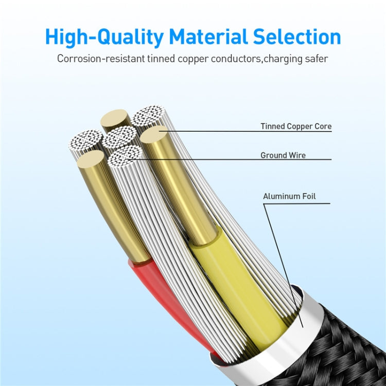 USB Magnetic Metal Connector to USB-C / Type C Two Color Nylon Braided Magnetic Data Cable Cable length: 1m (Black)