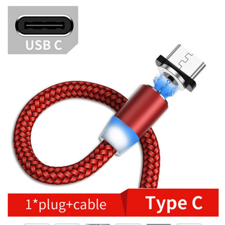 Conector de metal Magnético USB a USB-C / Tipo C Cable de Datos Magnético trenzado de Nylon biColor longitud del Cable: 1 m (Rojo)