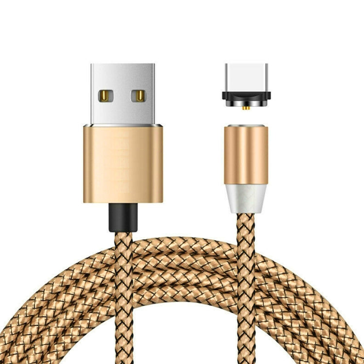 Conector de metal Magnético USB a USB-C / Tipo C Cable de Datos Magnético trenzado biColor de Nylon longitud del Cable: 1 m (Dorado)
