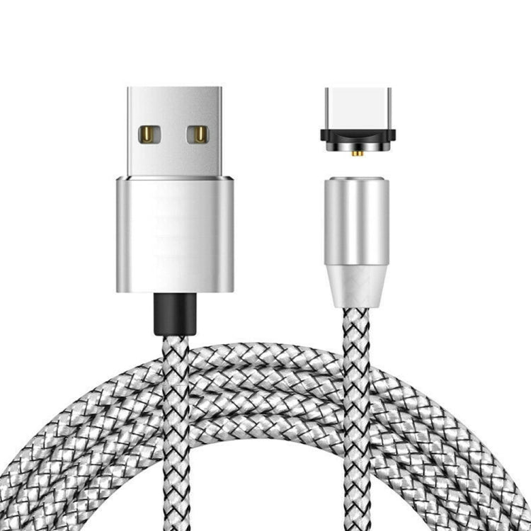 Conector de metal Magnético USB a USB-C / Tipo C Cable de Datos Magnético trenzado biColor de Nylon longitud del Cable: 1 m (Plateado)