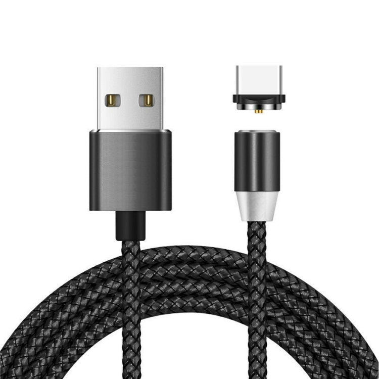 Connecteur métallique magnétique USB vers USB-C / Type C Câble de données magnétique tressé en nylon bicolore Longueur du câble : 2 m (noir)