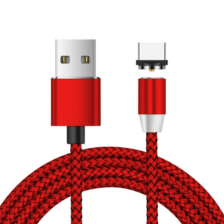 Connecteur métallique magnétique USB vers USB-C / Type C Câble de données magnétique tressé en nylon bicolore Longueur du câble : 2 m (rouge)