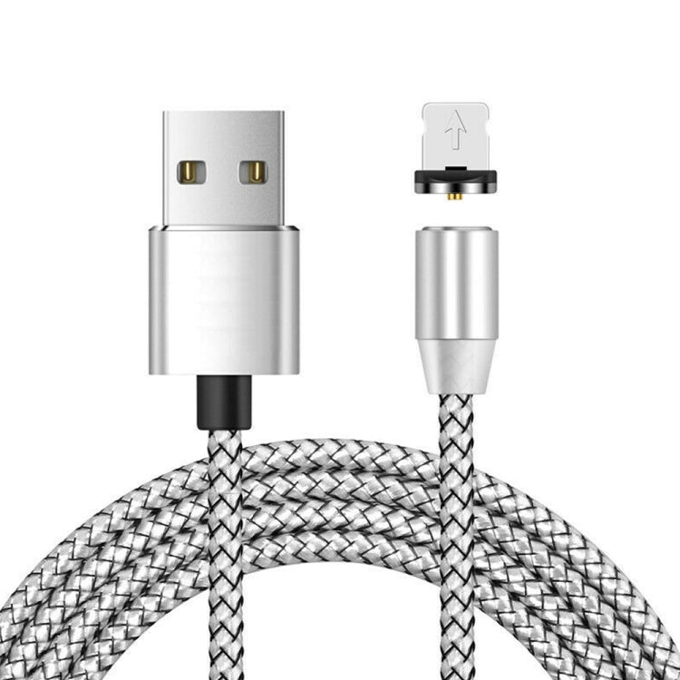 Connecteur métallique magnétique USB vers 8 broches Câble de données magnétique tressé en nylon bicolore Longueur du câble : 1 m (argent)