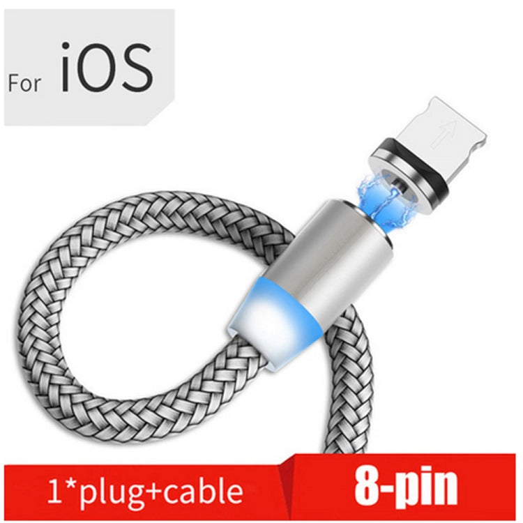 Bi-Color Nylon Braided Magnetic Data Cable with USB to 8 Pin Metal Connector Cable Length: 2m