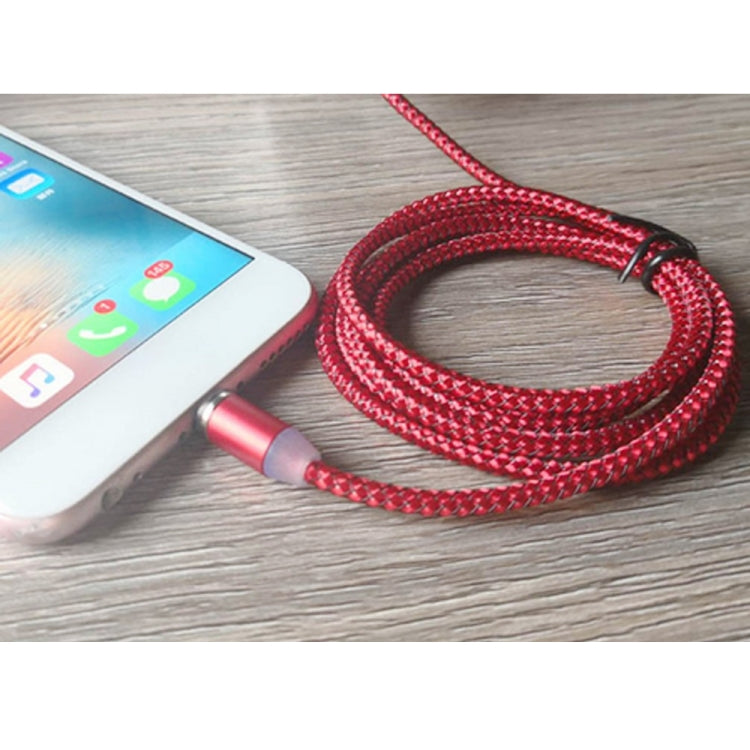 2 en 1 USB a Micro USB + Tipo-C / USB-C Cable de Carga trenzado de Nylon con junta metálica Magnética Longitud: 2 m (Rojo)