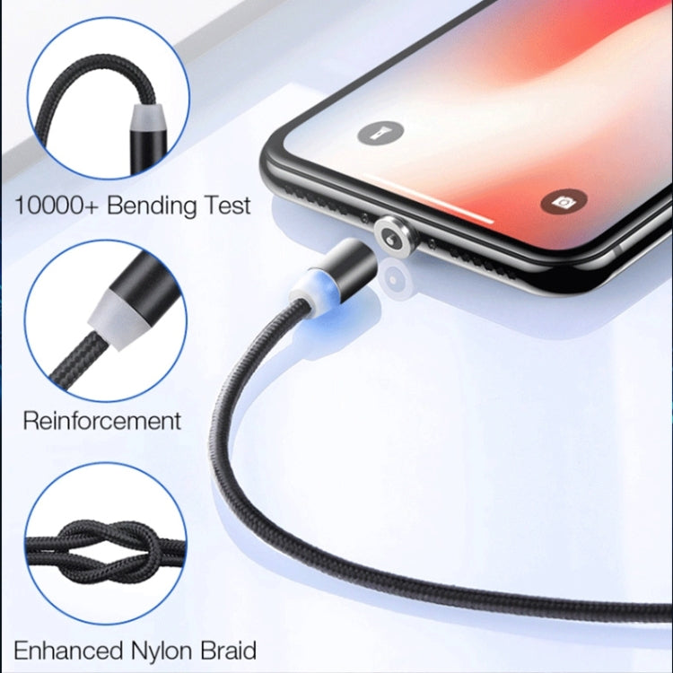Câble de charge en nylon tressé avec interface métallique magnétique 2 en 1 USB vers 8 broches + micro USB Longueur : 1 m (noir)