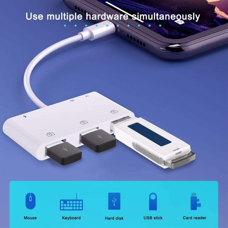 Adaptador de cámara Lightning a USB con puerto de carga, cable USB 3.0 OTG  para iPhone/iPad para conectar lector de tarjetas, unidad flash USB, disco