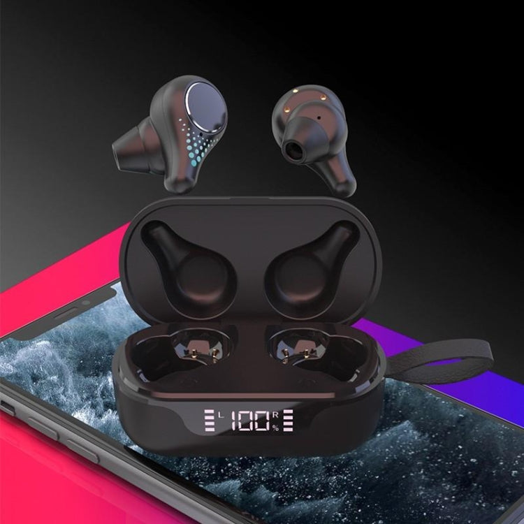 T8 Hifi Auriculares Inalámbricos Bluetooth 5.0 Auriculares Deportivos impermeables para juegos Auriculares con Pantalla LED (Negro)