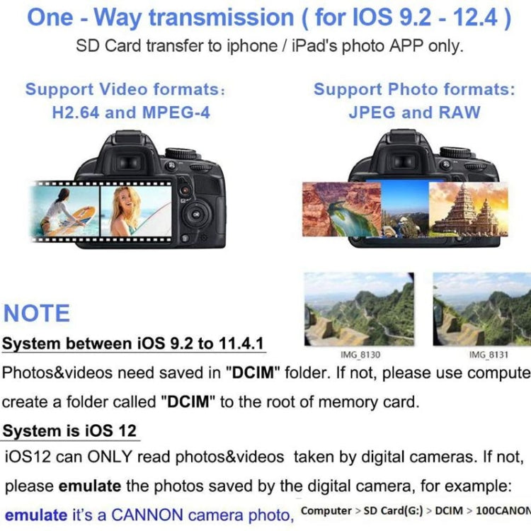 Adaptador de lector de Tarjetas de cámara ZS-KL21810 de 8 Pines a Tarjeta SD compatible con IOS 13 y sistema de versiones anteriores