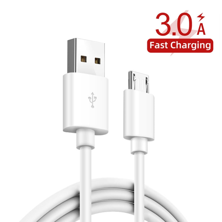 2 in 1 1m USB to Micro USB Data Cable + 30W QC 3.0 4 USB Interfaces Mobile Phone Tablet PC Universal Fast Charger Travel Charger Set EU Plug (White)