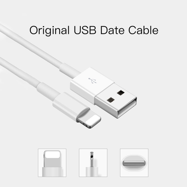 2 en 1 1m Cable de Datos USB a 8 Pines + 30W QC 3.0 4 Interfaces USB Teléfono Móvil Tablet PC Cargador Rápido Universal Juego de Cargador de Viaje Enchufe de US (Blanco)