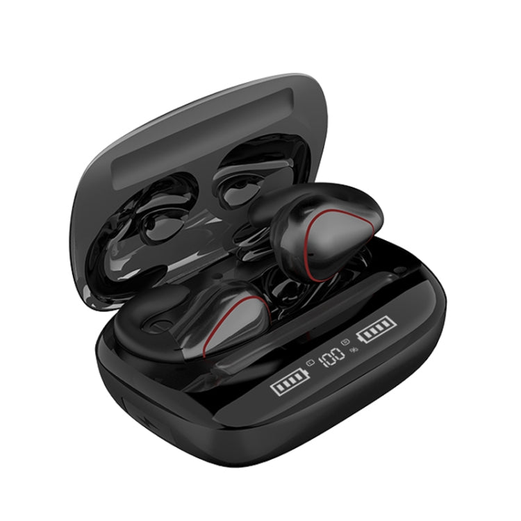 T20 TWS Bluetooth 5.0 Écouteurs Bluetooth sans fil tactiles avec affichage de la batterie à trois LED et boîtier de charge Prise en charge des appels et assistant vocal (Noir)