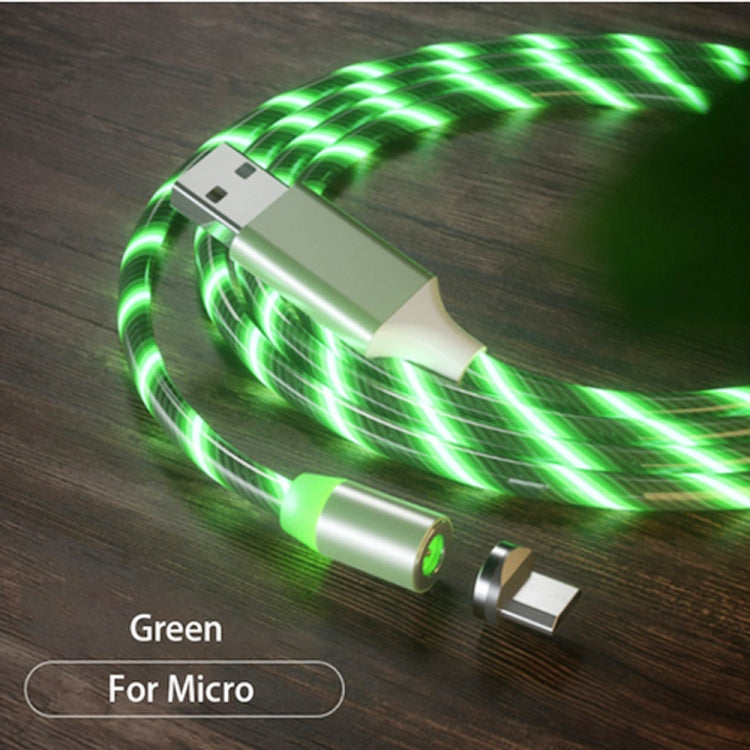 USB to Micro USB Colorful Magnetic Suction Mobile Phone Charging Cable Length: 1m (Green Light)