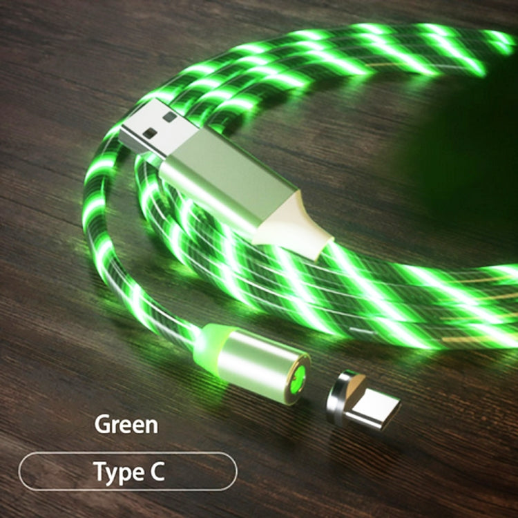 Câble de chargement de téléphone portable à aspiration magnétique USB vers Type C / USB-C Longueur colorée: 1 m (lumière verte)