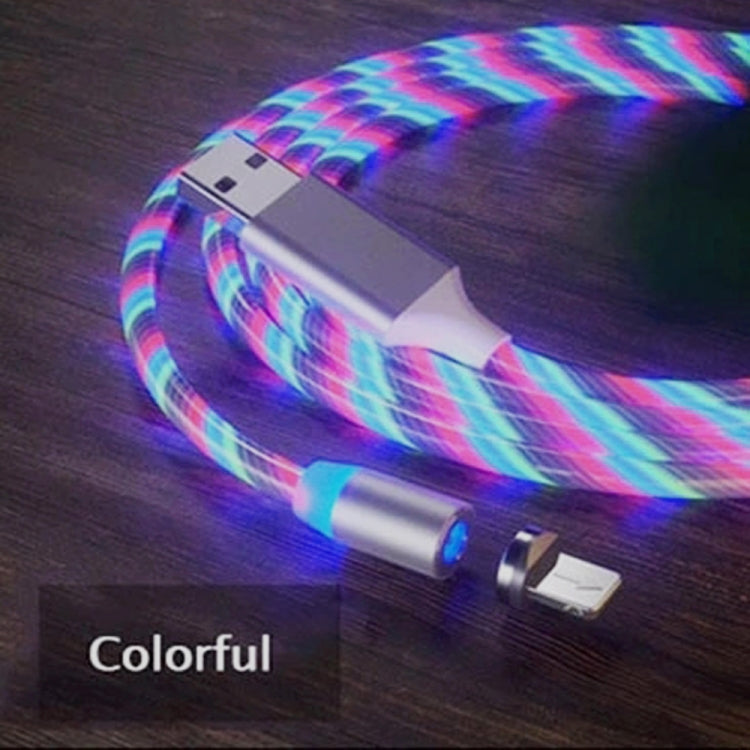 Câble de charge USB vers 8 broches avec ventouse magnétique colorée pour téléphone portable Longueur : 1 m (lumière colorée)