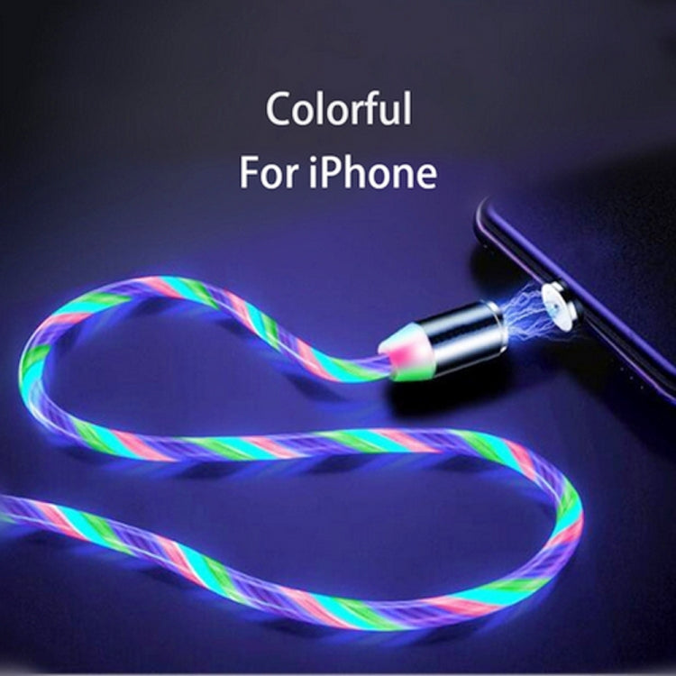 Câble de charge USB vers 8 broches avec ventouse magnétique colorée pour téléphone portable Longueur : 1 m (lumière colorée)