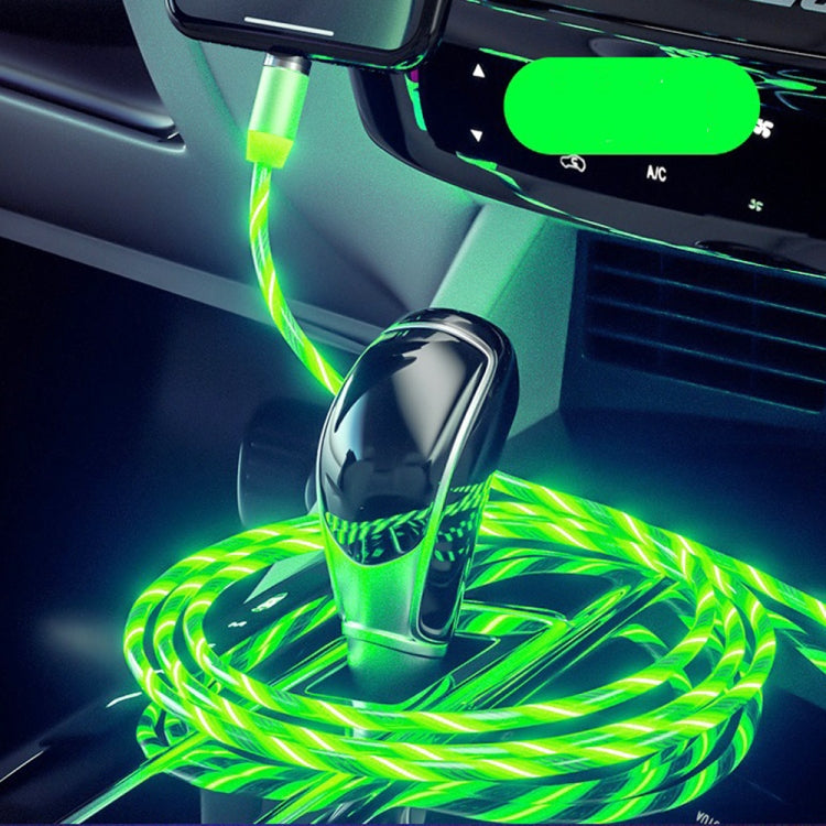 USB to 8 Pin Colorful Magnetic Suction Streamer Charging Cable for Mobile Phone Length: 1m (Green Light)