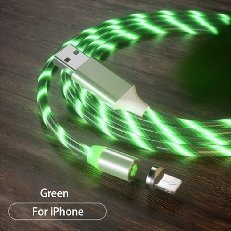 Câble de chargement USB vers 8 broches magnétique coloré pour téléphone portable Longueur : 1 m (lumière verte)