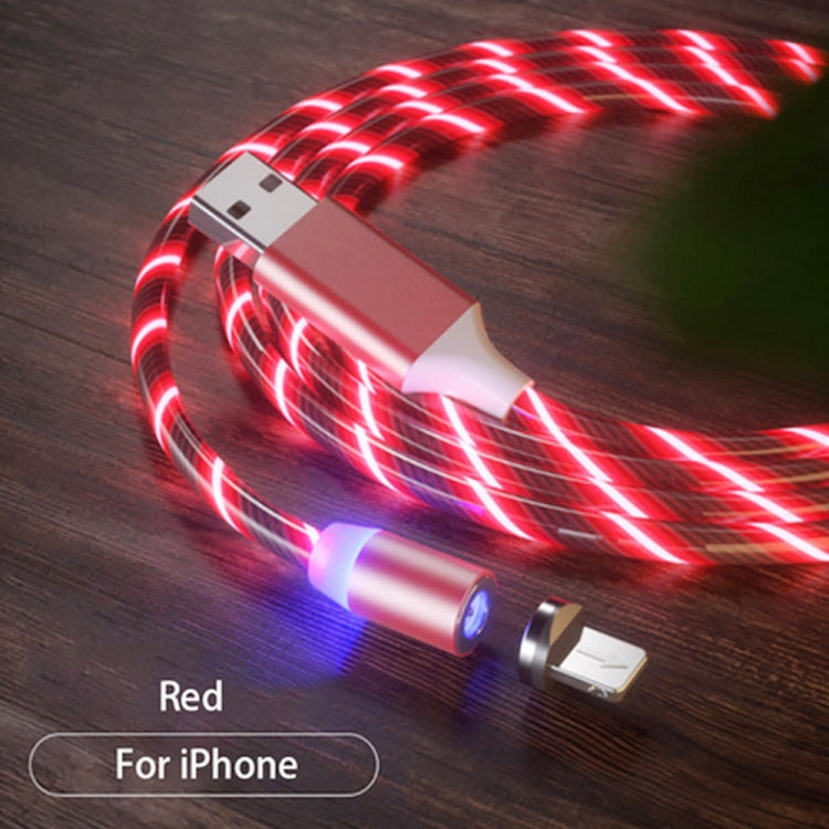 USB to 8 Pin Colorful Magnetic Suction Streamer Charging Cable for Mobile Phone Length: 1m (Red Light)