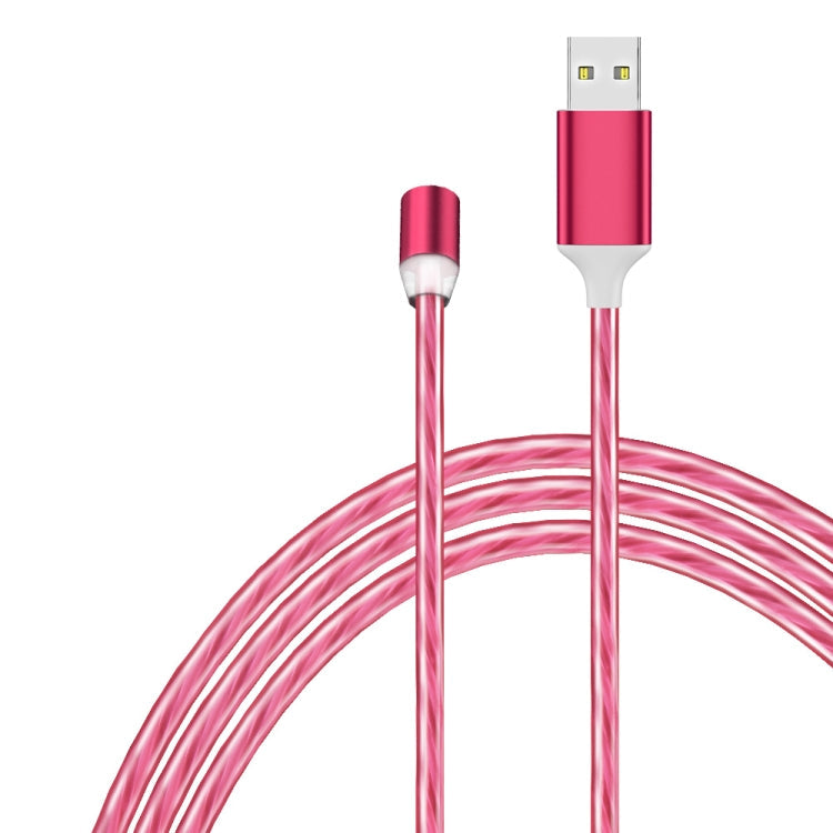 2 in 1 USB to Type-C / USB-C + Micro USB Magnetic absorption Colorful Streamer Charging Cable Length: 1m (red light)