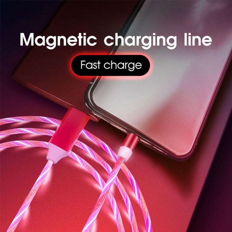 2 en 1 USB a Type-C / USB-C + Micro USB Cable de Carga Streamer Colorido de absorción Magnética Longitud: 1 m (luz roja)
