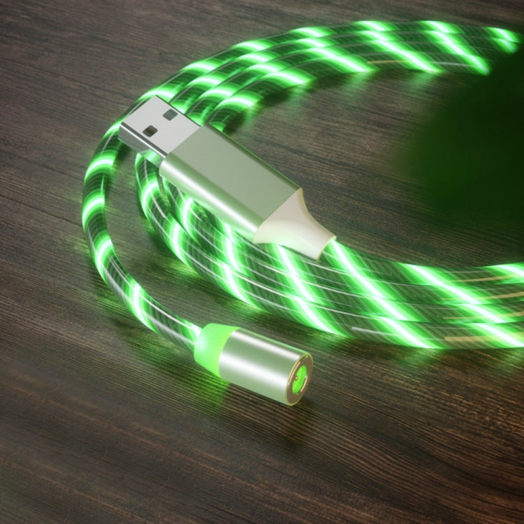 2 en 1 USB a Type-C / USB-C + Micro USB Cable de Carga de flujo de Colores de absorción Magnética Longitud: 1 m (luz verde)