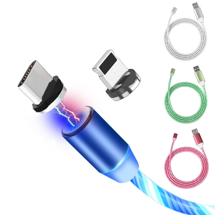 2 en 1 USB vers 8 broches + Type-C / USB-C Absorption magnétique Câble de charge pour téléphone portable Streamer Coloré Longueur : 1 m (lumière bleue)