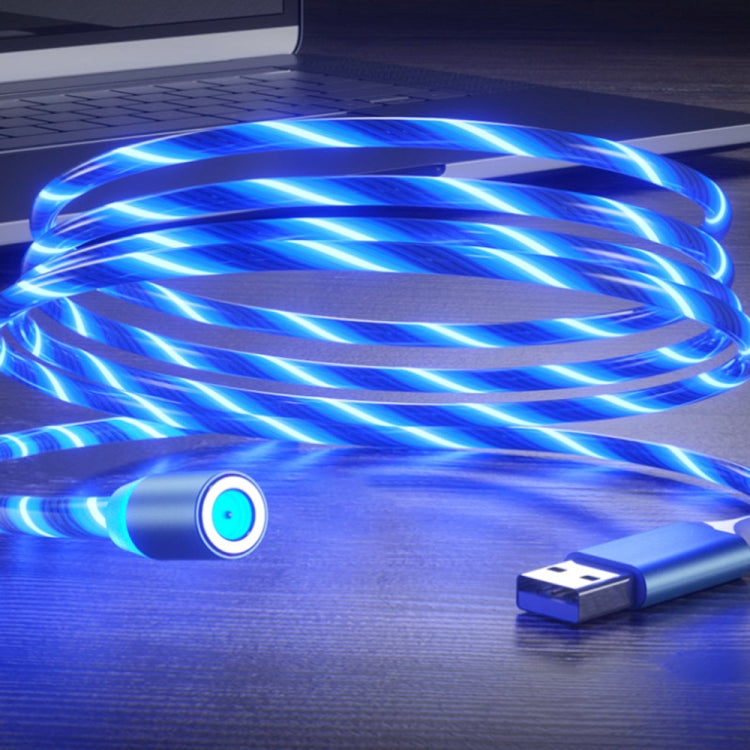 2 in 1 USB to 8 Pin + Type-C / USB-C Magnetic Absorption Mobile Phone Charging Cable Streamer Colorful Length: 1m (Blue Light)