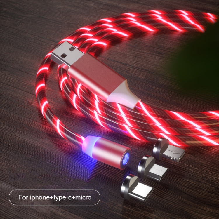 3 in 1 USB to 8 PIN + Type-C / USB-C + Micro USB Magnetic Absorption Magnetic Charging Cable length: 1m (red light)