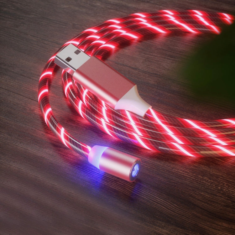 3 en 1 USB a 8 PIN + Tipo-C / USB-C + Micro USB Absorción Magnética Magnético Cable de Carga longitud: 1m (luz roja)
