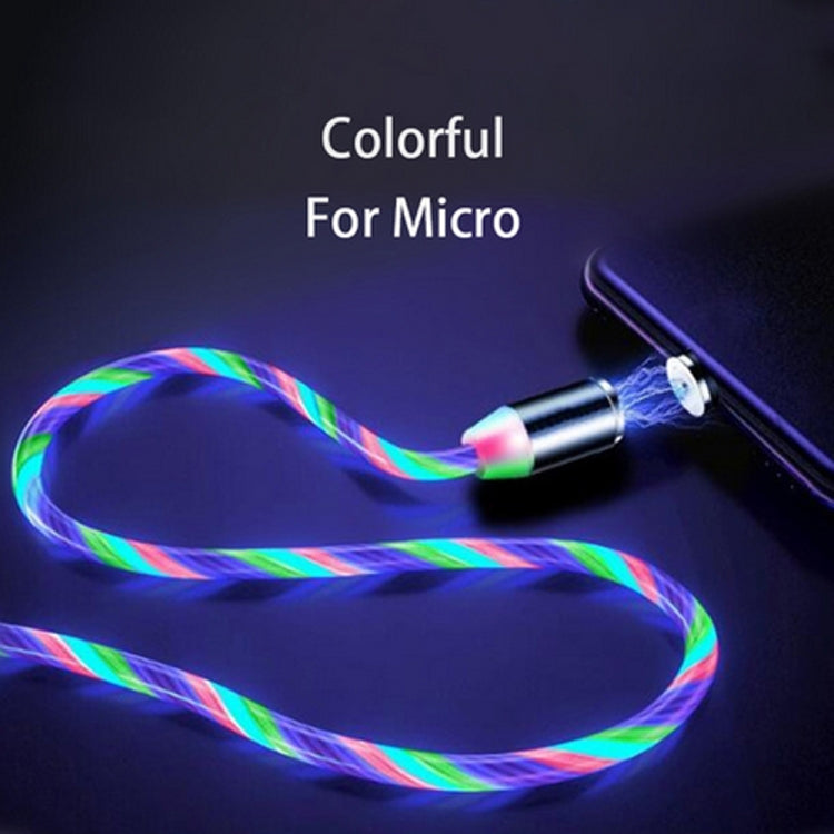 Câble de chargement de téléphone portable à aspiration magnétique colorée USB vers micro USB Longueur : 2 m (lumière de couleur)