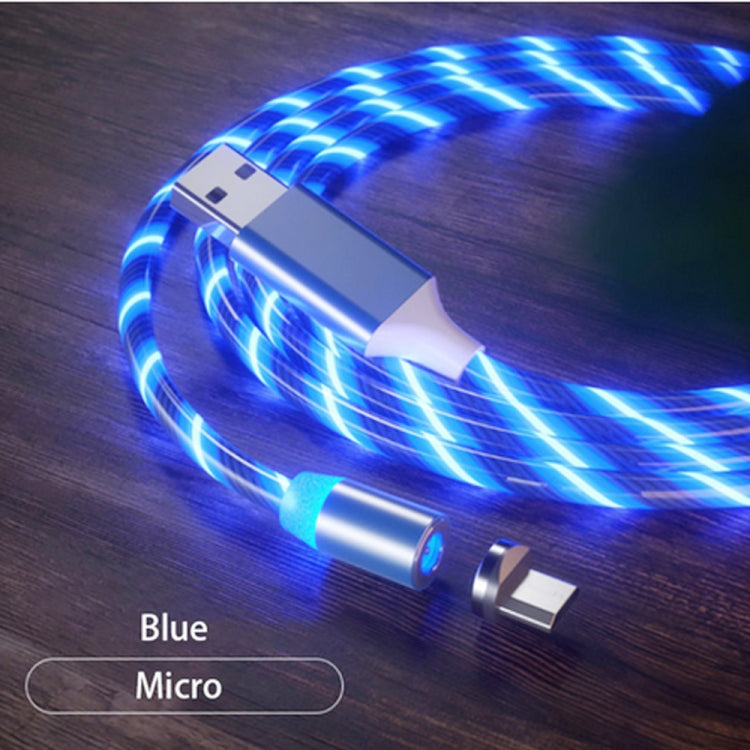USB to Micro USB Colorful Magnetic Suction Mobile Phone Charging Cable Length: 2m (Blue Light)