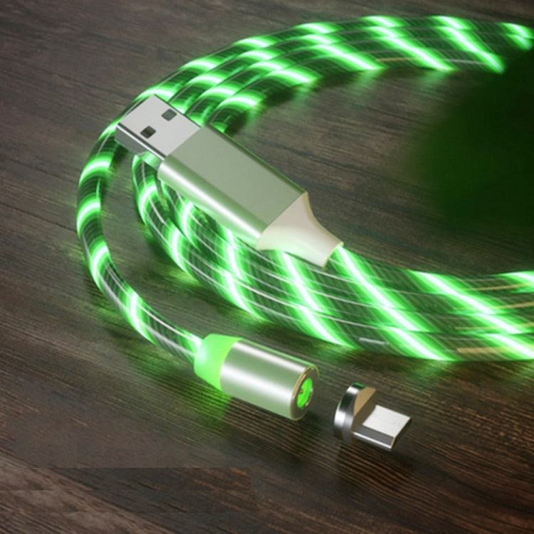 Longueur du câble de chargement de téléphone portable à aspiration magnétique colorée USB vers Micro USB: 2 m (lumière verte)